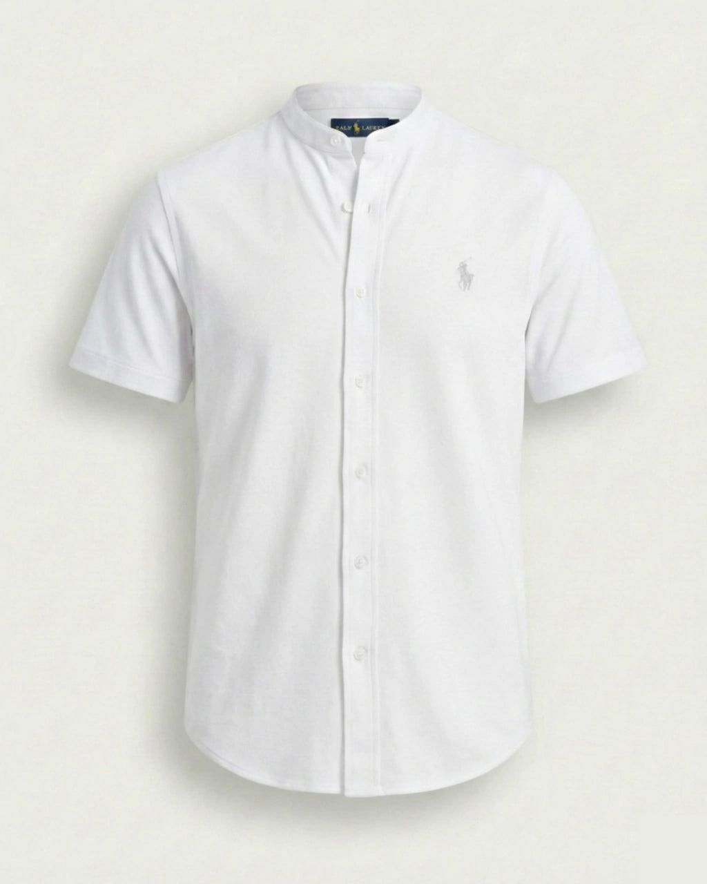 Camisa Manga Curta Gola Padre 100% Algodão - Branca